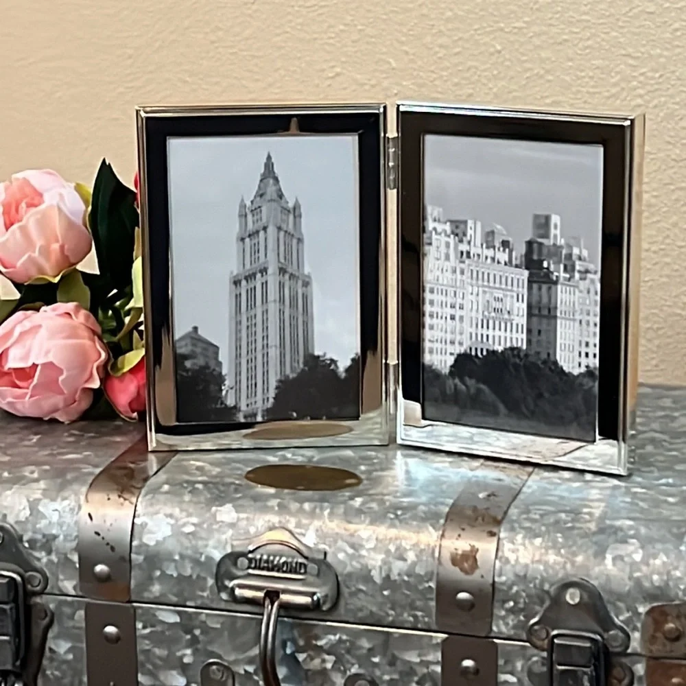Restoration Hardware 4 x 6 Silver Double Hinged Picture Frame NEW